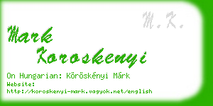 mark koroskenyi business card